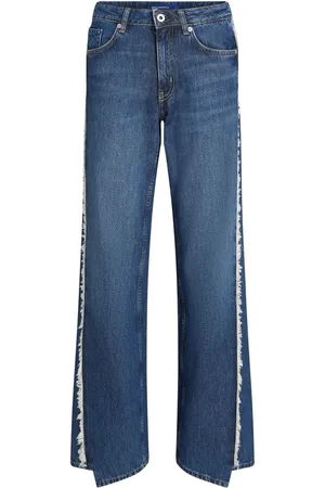 Karl Lagerfeld Straight-Leg-Jeans mit Logo-Patch und Fransen