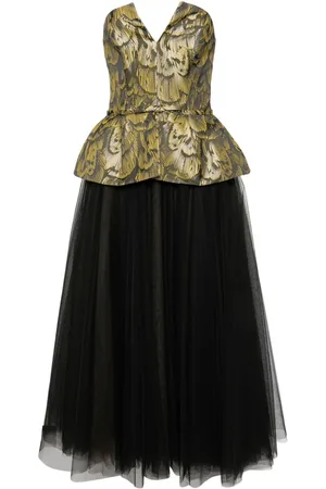 Amsale Tüll-Midikleid mit Jacquardmuster