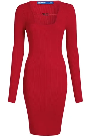 Karl Lagerfeld Midikleid mit eckigem Ausschnitt
