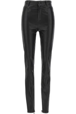 DAVID KOMA Leggings mit Ledereinsätzen