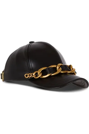 Balmain Baseballkappe aus Leder mit Kettendetail