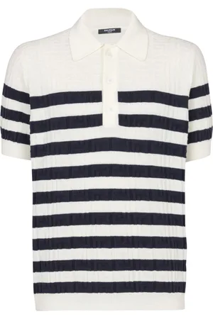 Balmain Gestricktes Poloshirt mit Streifen