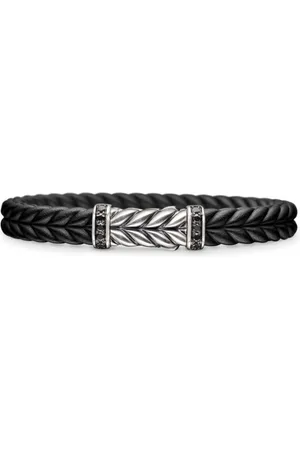 David Yurman Chevron Armband aus Sterlingsilber mit Diamanten 9mm