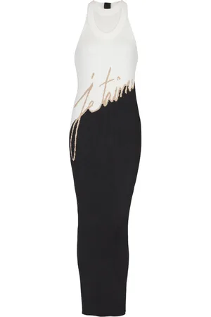 Balmain Midikleid mit Intarsien-Logo
