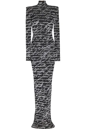 Balmain Maxikleid mit durchgehendem Slogan-Print