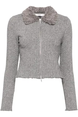 B+AB Gerippter Cardigan mit Reißverschluss