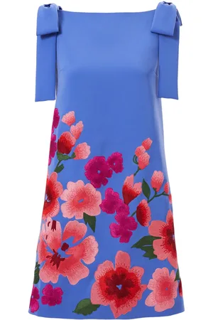 Carolina Herrera Minikleid mit Schleife und Blumenstickerei