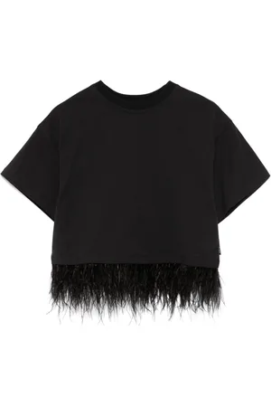 Le pandorine T-Shirt mit Federbesatz