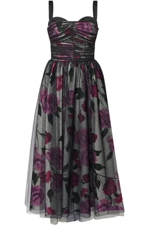 Erdem Midikleid mit Tüll-Overlay