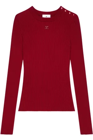 Courrèges Gerippter Strickpullover mit Druckknöpfen