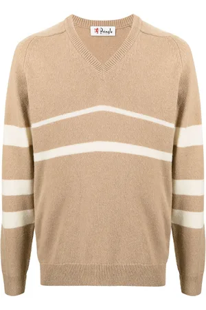 PRINGLE OF SCOTLAND Gestreifter Pullover mit V-Ausschnitt