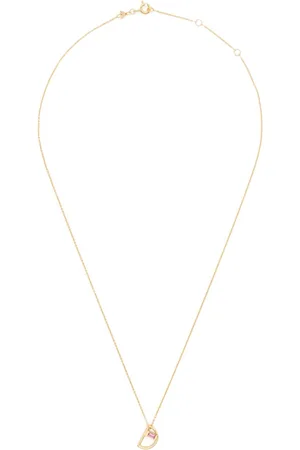 Aliita 9kt Letra D Gelbgoldhalskette mit rosa Turmalin