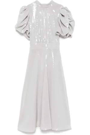 ROTATE Pailletten-Midikleid mit Puffärmeln