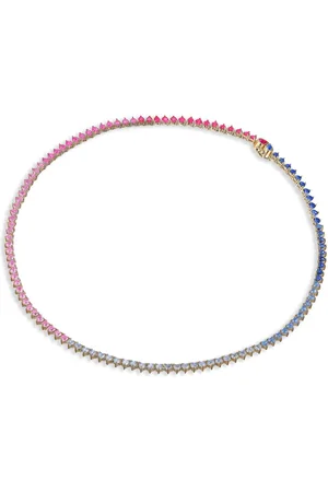 Anabela Chan Petite Magenta Eternity Heart Halskette aus 18kt -Vermeil