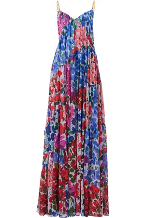 Carolina Herrera Gestuftes Abendkleid mit Jardin-Print