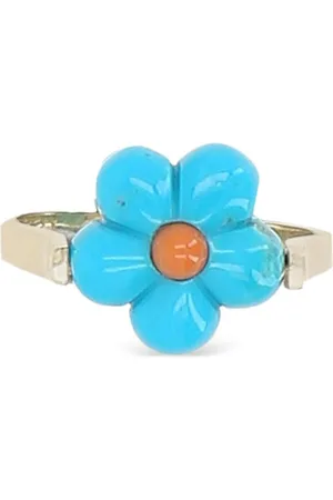 Aliita 9kt Daisy Gelbgoldring mit Türkis