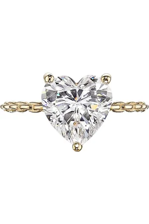Anabela Chan 9kt mini Heart Gelbgoldring mit Diamant