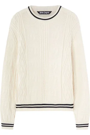 Palm Angels Zopfmuster-Pullover mit gebogenem Logo