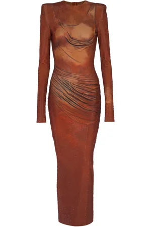 Balmain Maxikleid mit strassverziertem Print