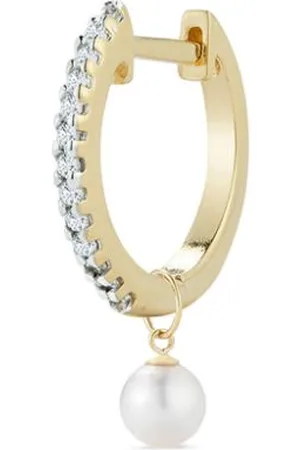 Mateo 14kt Gelbgoldcreole mit Diamanten und Perlen