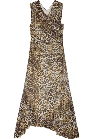 Ganni Maxikleid mit Leoparden-Print