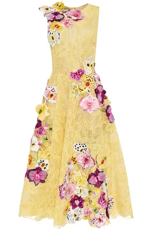 Oscar de la Renta Besticktes Orchid Picot-Spitzenkleid