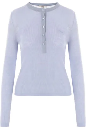 Chloé Geripptes Henley-T-Shirt