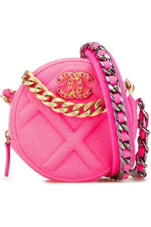 CHANEL 2019 runde Clutch aus Jersey mit Kettenriemen 19cm