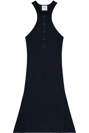 Courrèges Geripptes Strickkleid