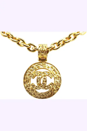 CHANEL 1994 vergoldete Halskette mit rundem CC-Anhänger