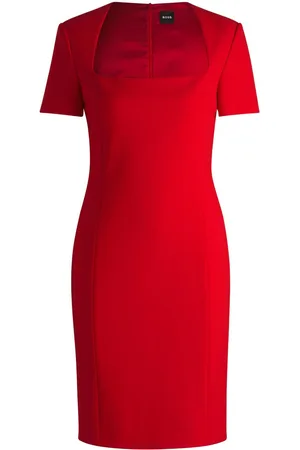 HUGO BOSS Midikleid mit kurzen Ärmeln