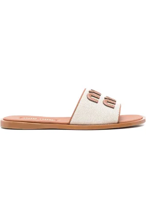 Miu Miu Pantoletten mit Logo-Applikation