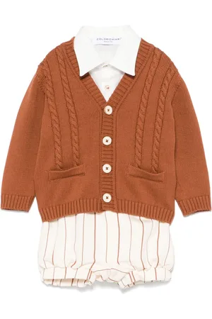 COLORICHIARI Set aus gestreifter Shorts, Hemd und Cardigan