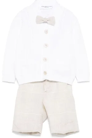 COLORICHIARI Set aus gestreifter Shorts, Hemd und Cardigan