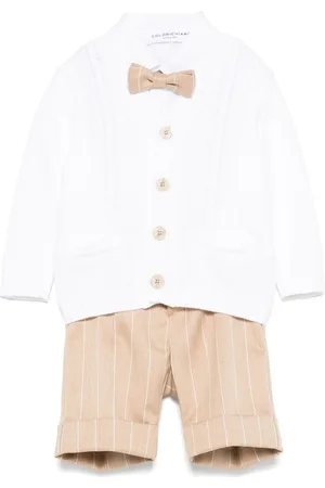 COLORICHIARI Set aus gestreifter Shorts, Hemd und Cardigan