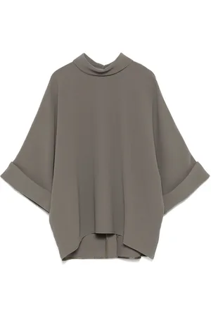 Mark Kenly Domino Tan Bluse aus Krepp