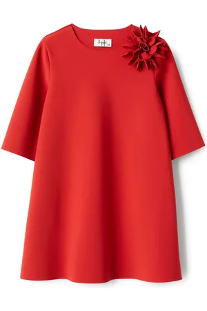 Il gufo Kleid mit Blumenapplikation