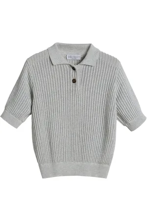 Brunello Cucinelli Gestricktes Poloshirt mit Glitter