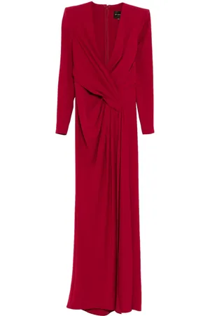 Zuhair Murad Langärmeliges Abendkleid mit tiefem Ausschnitt