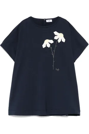 Il gufo Kleid mit Blumenapplikation