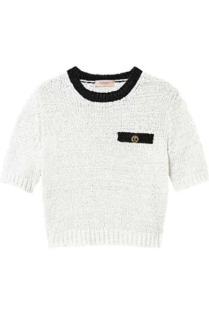 Twin-Set Cropped-Pullover mit Oval T-Knöpfen