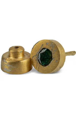 PARTS OF FOUR 18kt vergoldete kleine Silberohrstecker mit blauen Diamanten