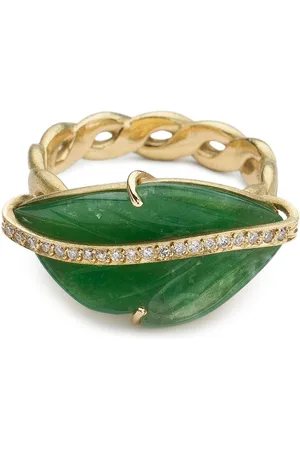 Brooke Gregson 18kt yellow Leaf jade and diamond ring