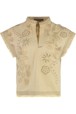 Alberta Ferretti Besticktes Top mit Fransensaum