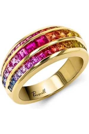 Pragnell 18kt Manhattan Gelbgoldring mit Saphir