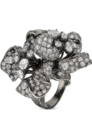 Anabela Chan 18kt Magnolia Schwarzgold-Cocktailring mit Diamanten