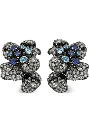 Anabela Chan 18kt Bloomingdale Weißgoldohrringe mit Diamanten und Saphir