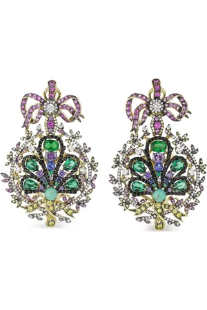 Anabela Chan 18kt Mirage Peacock Gelbgoldohrringe mit Schmucksteinen