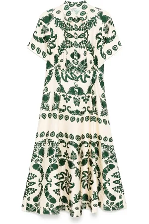 Sandro Maxikleid mit Blatt-Print