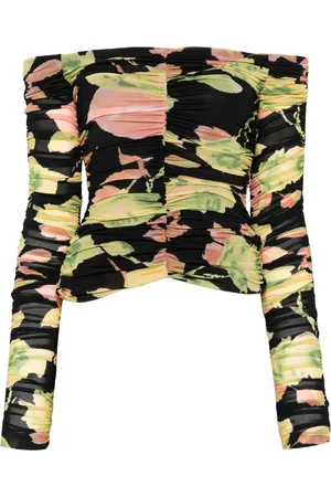BLUMARINE Gerafftes Top mit Blumen-Print
